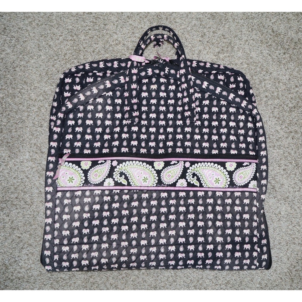 Vintage Vera Bradley Quilted Garment Bag Pink Elephants Retired Y2K